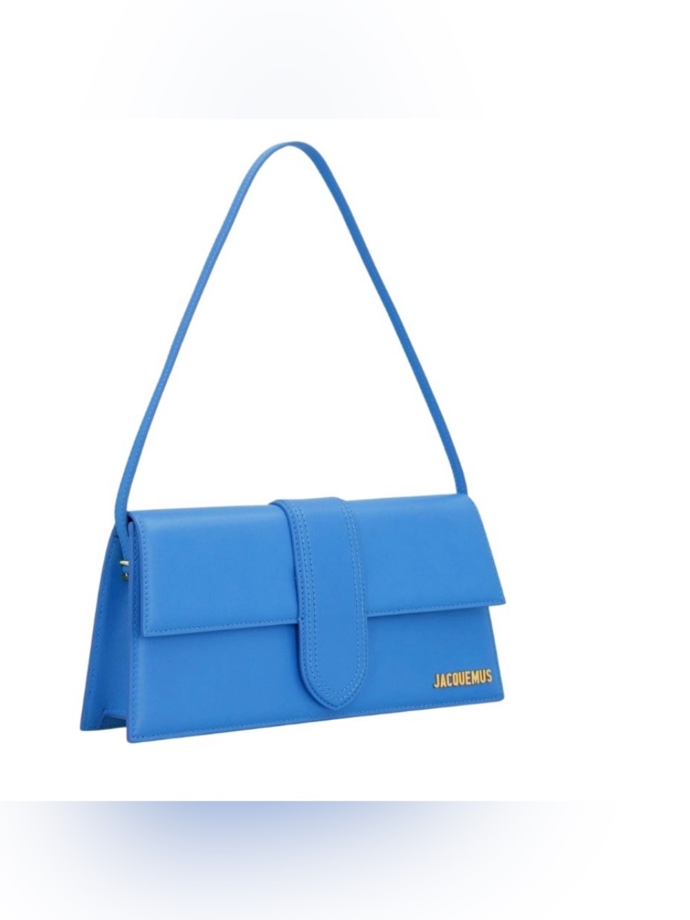 Jacquemus Electric Blue Leather Shoulder Bag with Gold Logo